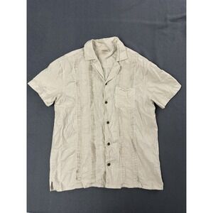 Dandy Del Mar Shirt Mens S Brisa Linen Vintage Ivory Embroidered Guayabera Camp
